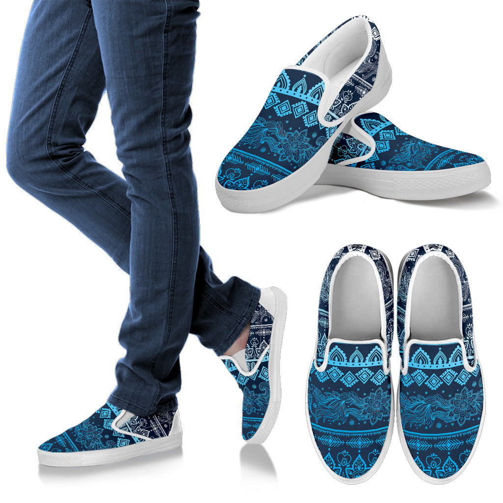 Blue Boho Chic Bohemian Slip On Shoes
