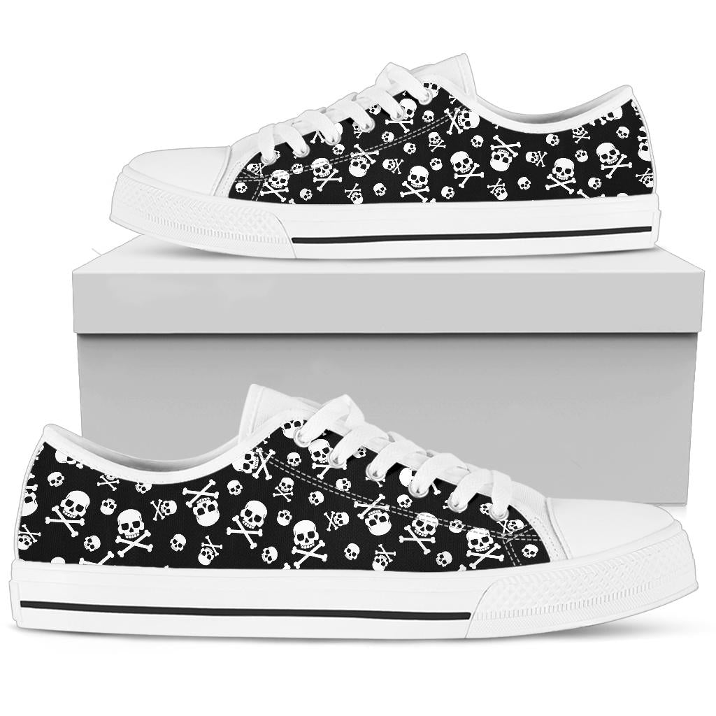 Skull Crossbones Shoes - Low Top Sneakers for Women & Men