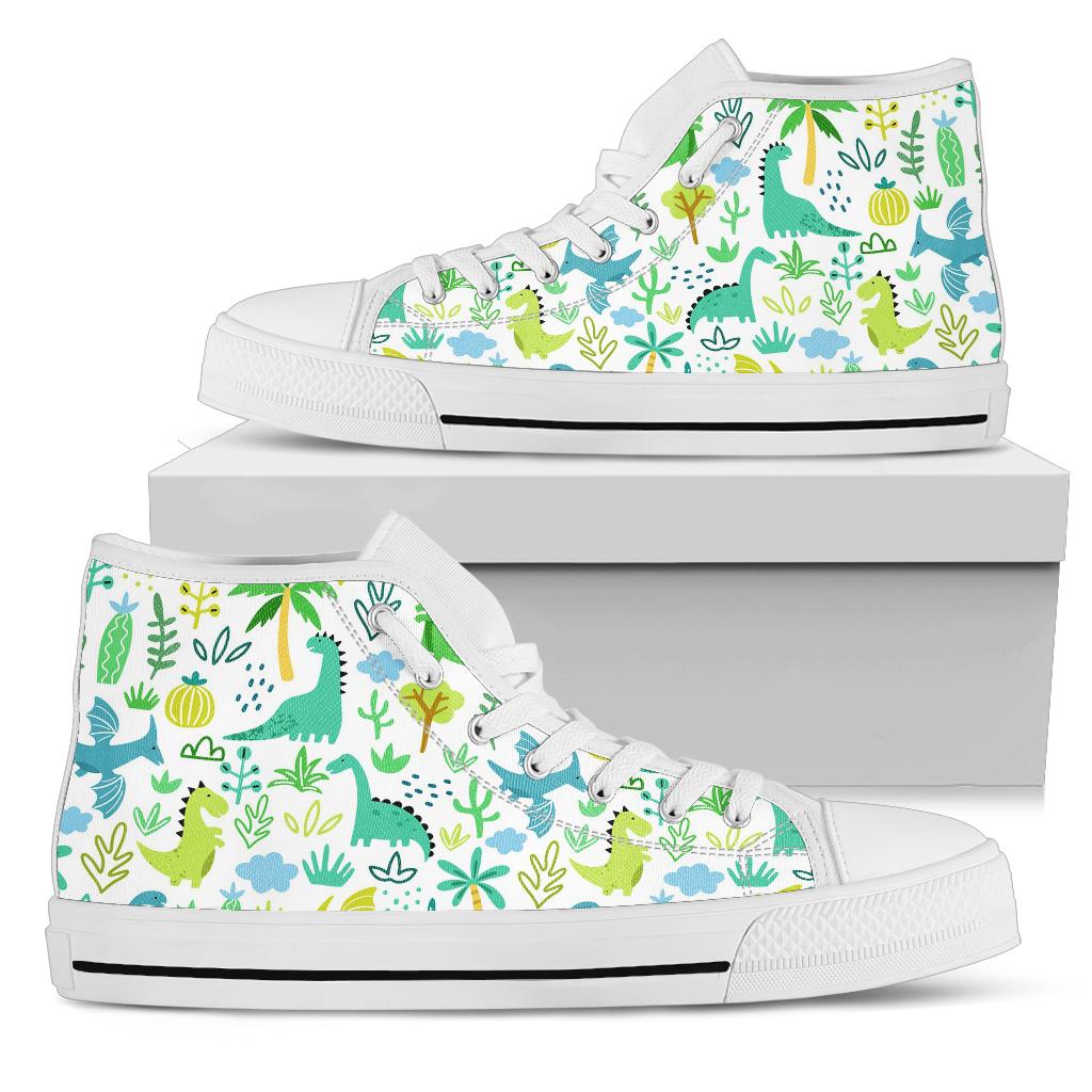 Green Kawaii Dinosour High Top Shoes