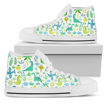 Green Kawaii Dinosour High Top Shoes