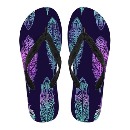 Neon Pink Feathers Flip Flops