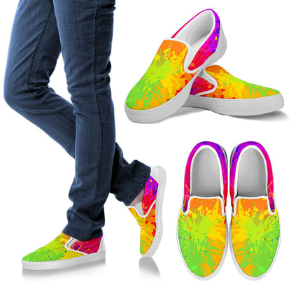 Colorful Paint Splatter Abstract Art Slip On Shoes