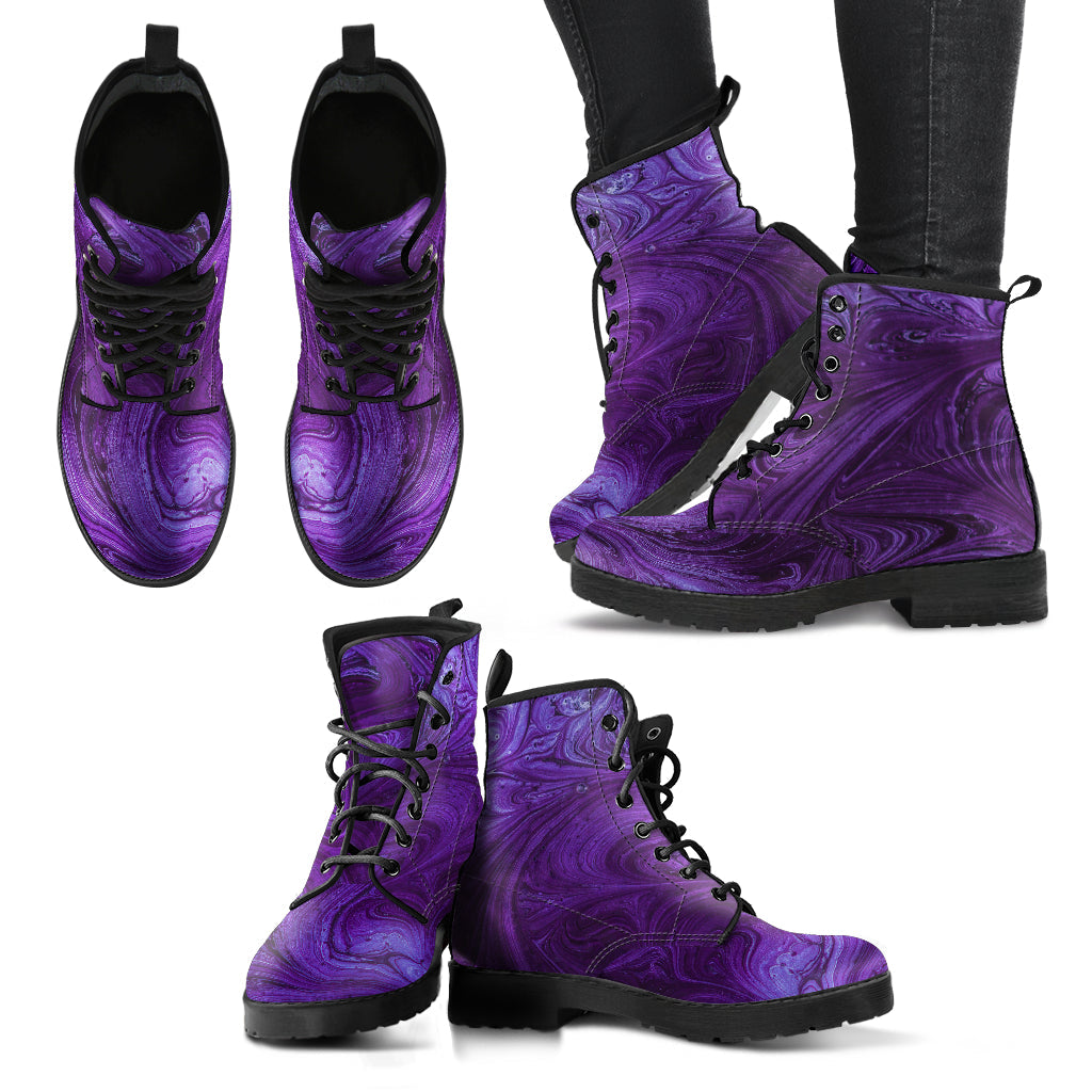 Purple Abstract Swirls Womens Boots