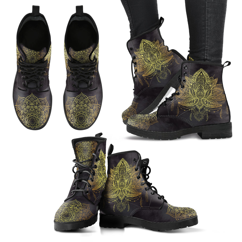 Gold Lotus Handcrafted Boots