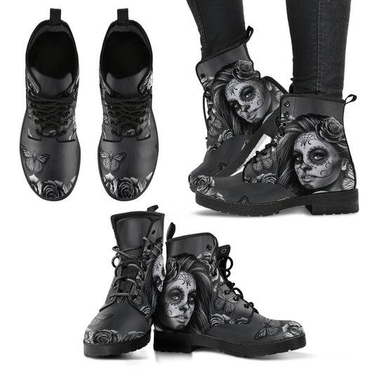Women's Leather Boots Calavera (Gray)