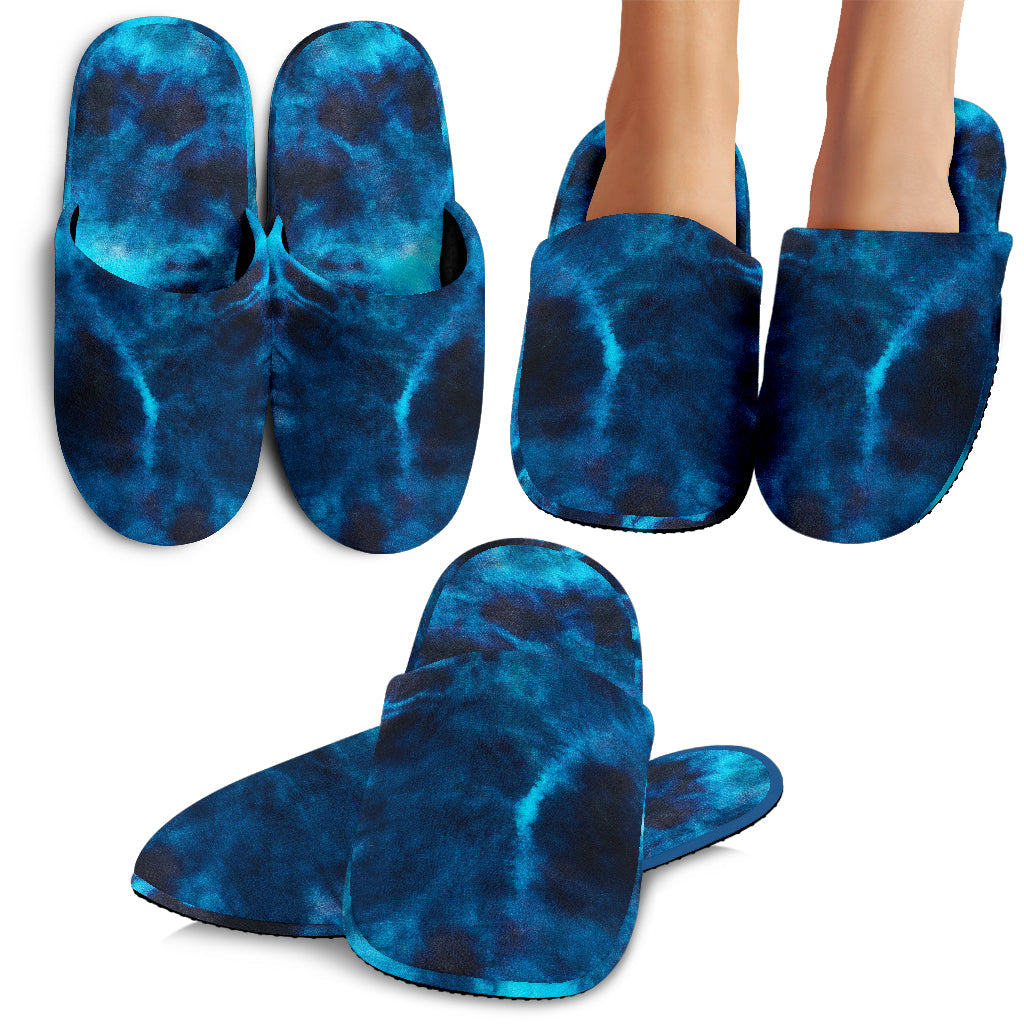 Blue Tie Dye Grunge Slippers