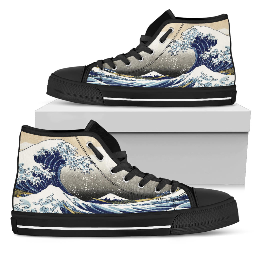 Great Wave Shoes - Black Sole High Top Shoes