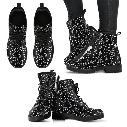 Black Music Notes Women’s Printed Boots