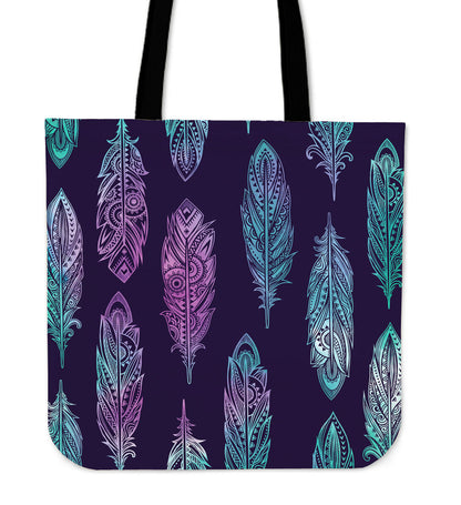 Neon Pink Feathers Canvas Tote Bag