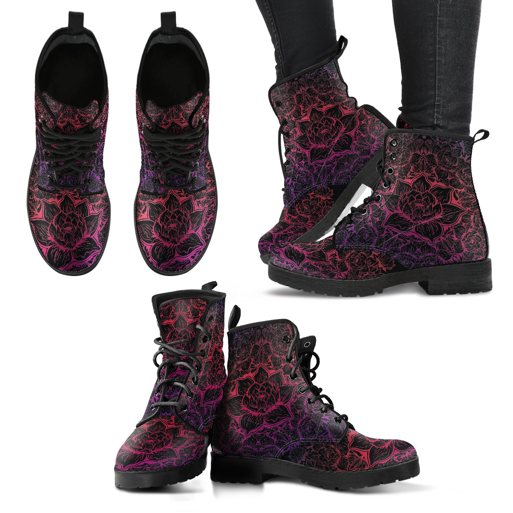 Pink Lotus Printed Boots