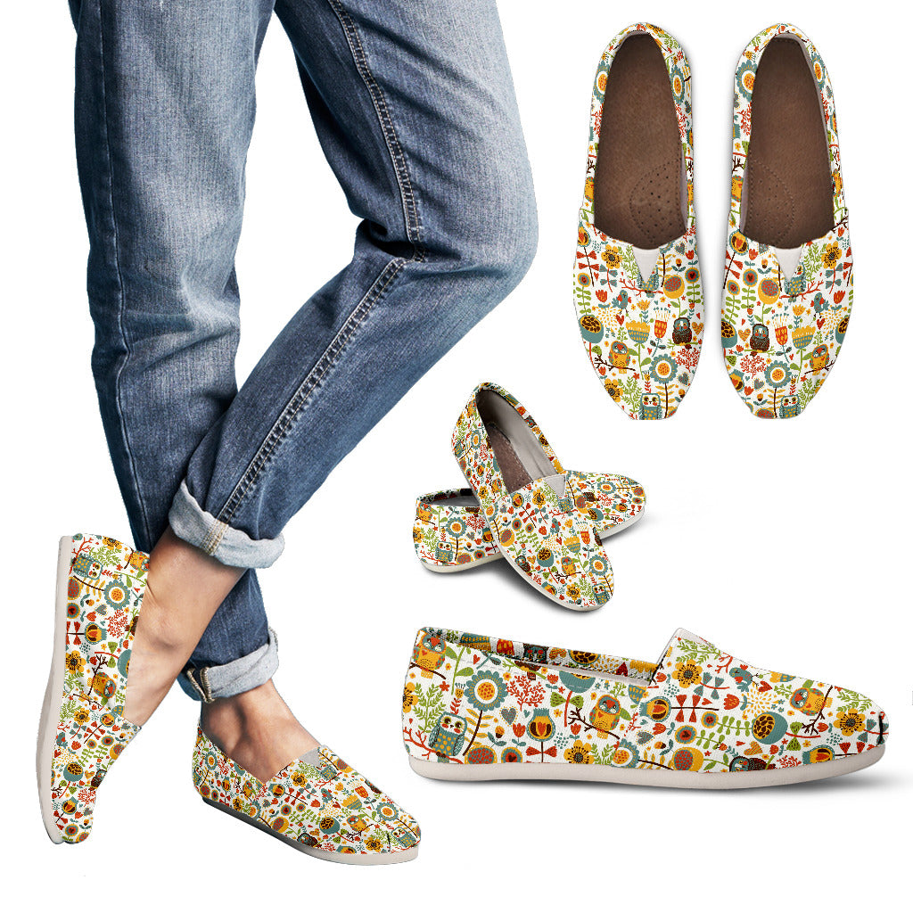 Owl Print Slip-On Shoes
