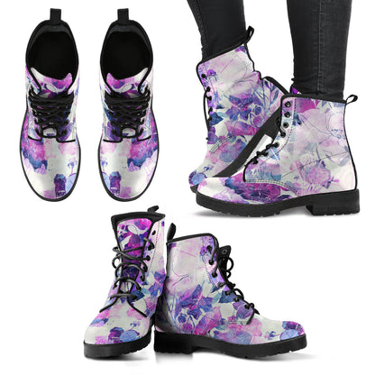 Pink & Ivory Abstract Floral Womens Boots