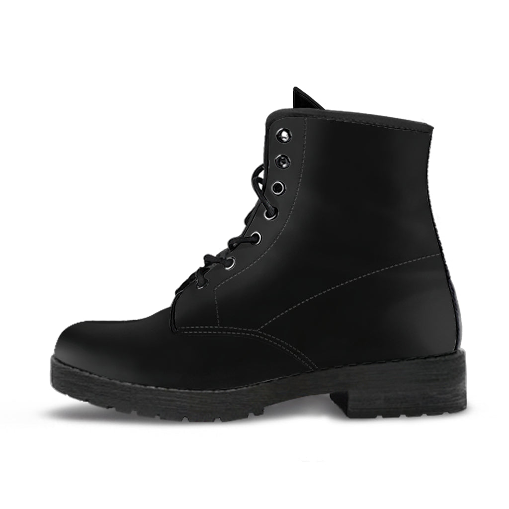 Custom All Black Boots, Printed Custom Shoes, Women's Boots, Vegan Leather Combat Boots, Classic Boot, Lace Up Boot , Casual Boots Women