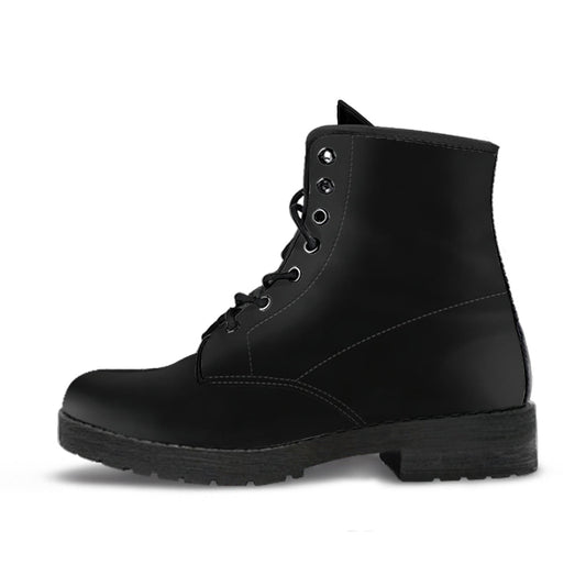 Custom All Black Boots, Printed Custom Shoes, Women's Boots, Vegan Leather Combat Boots, Classic Boot, Lace Up Boot , Casual Boots Women