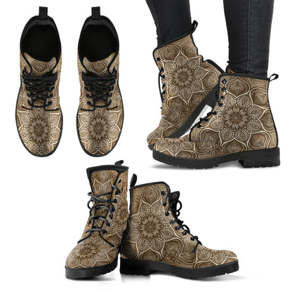 Brown Floral Mandalas Womens Boots