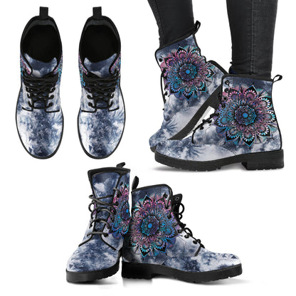 Purple Floral Mandala Womens Boots
