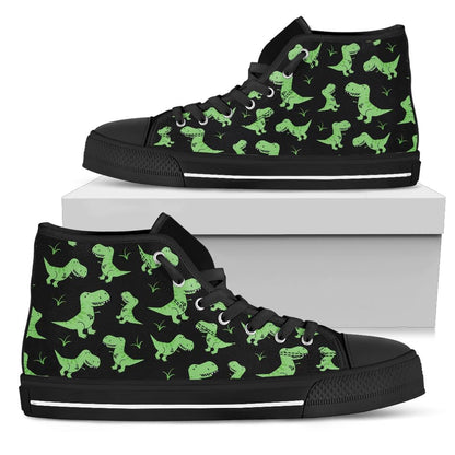 Green Dinosaur Shoes - Black Sole High Top Shoes