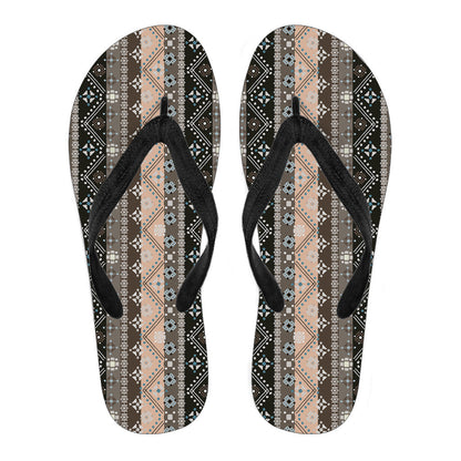 Brown Boho Ethnic Flip Flops