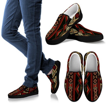 Red & Brown boho Chic Bohemian Aztec Slip On Shoes