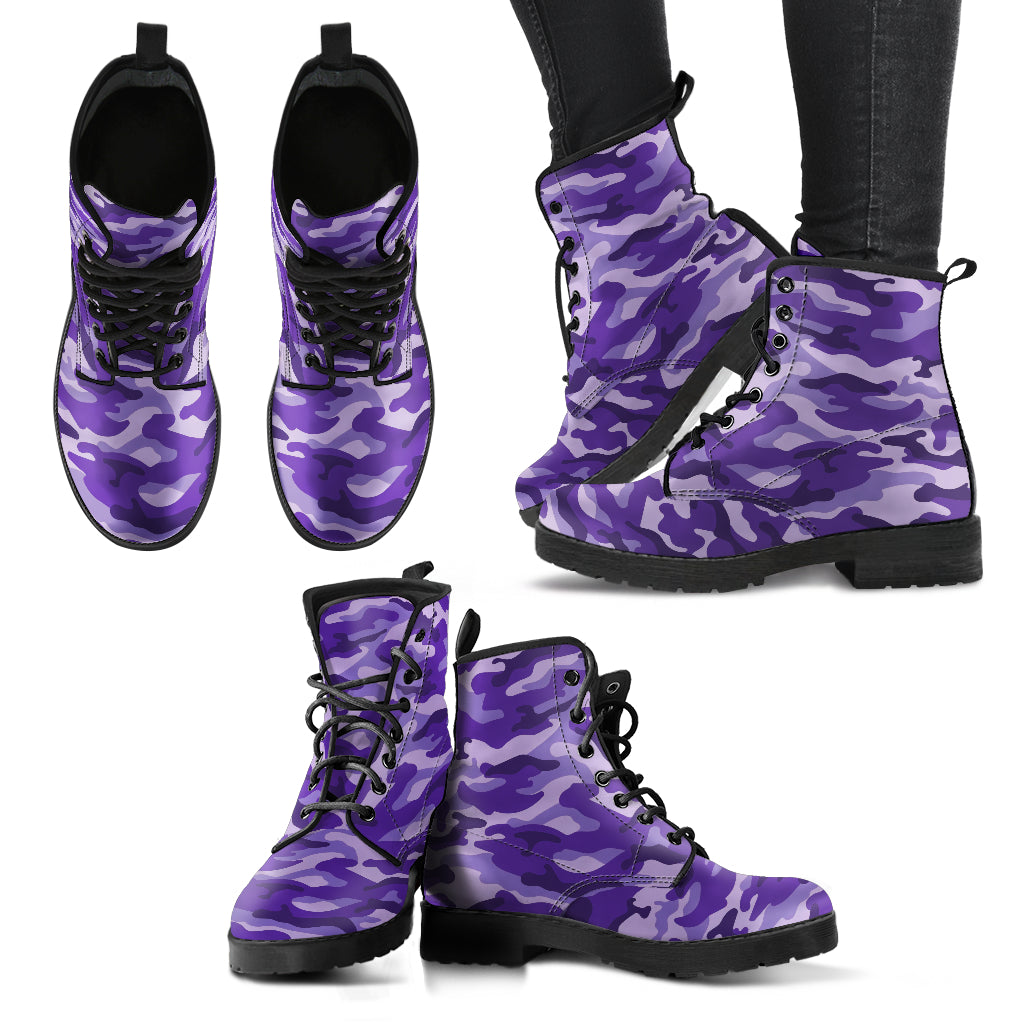 Purple Camouflage Printed Boots