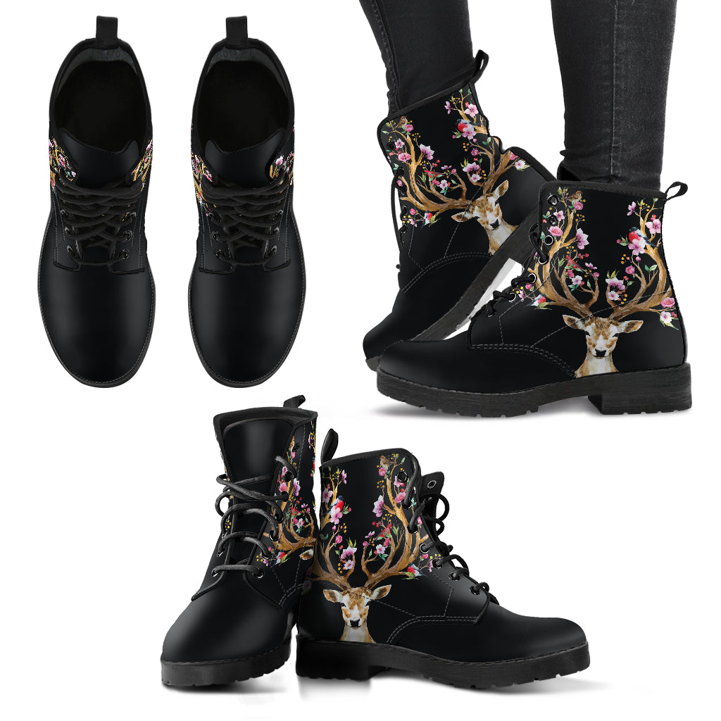 Flowered Deer Handcrafted Boots