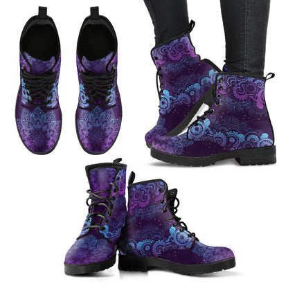 Purple Paisley Mandala Printed Boots
