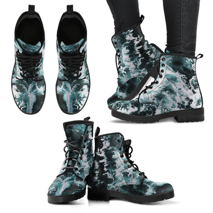 Dark Ocean Abstract Printed Boots