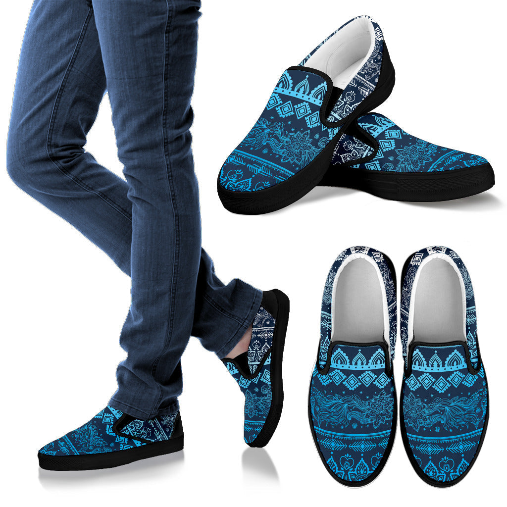 Blue Boho Chic Bohemian Slip On Shoes