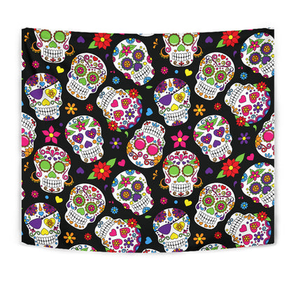 Colorful Sugar Skulls Wall Tapestry