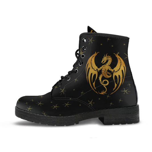 Black Dragon Boots Fashion Combat Boots, Vegan Leather Boots, Custom Shoes, Custom Boots, Cool Shoes