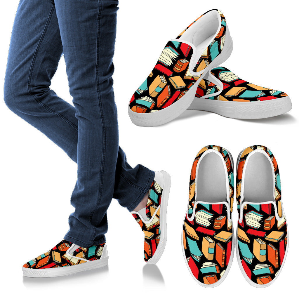 Book Lovers Pattern -  Slip Ons