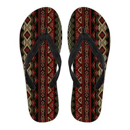 Red & Brown Boho Aztec Flip Flops
