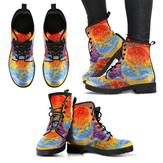 Mosaic Sun and Moon Women's Leather Boots