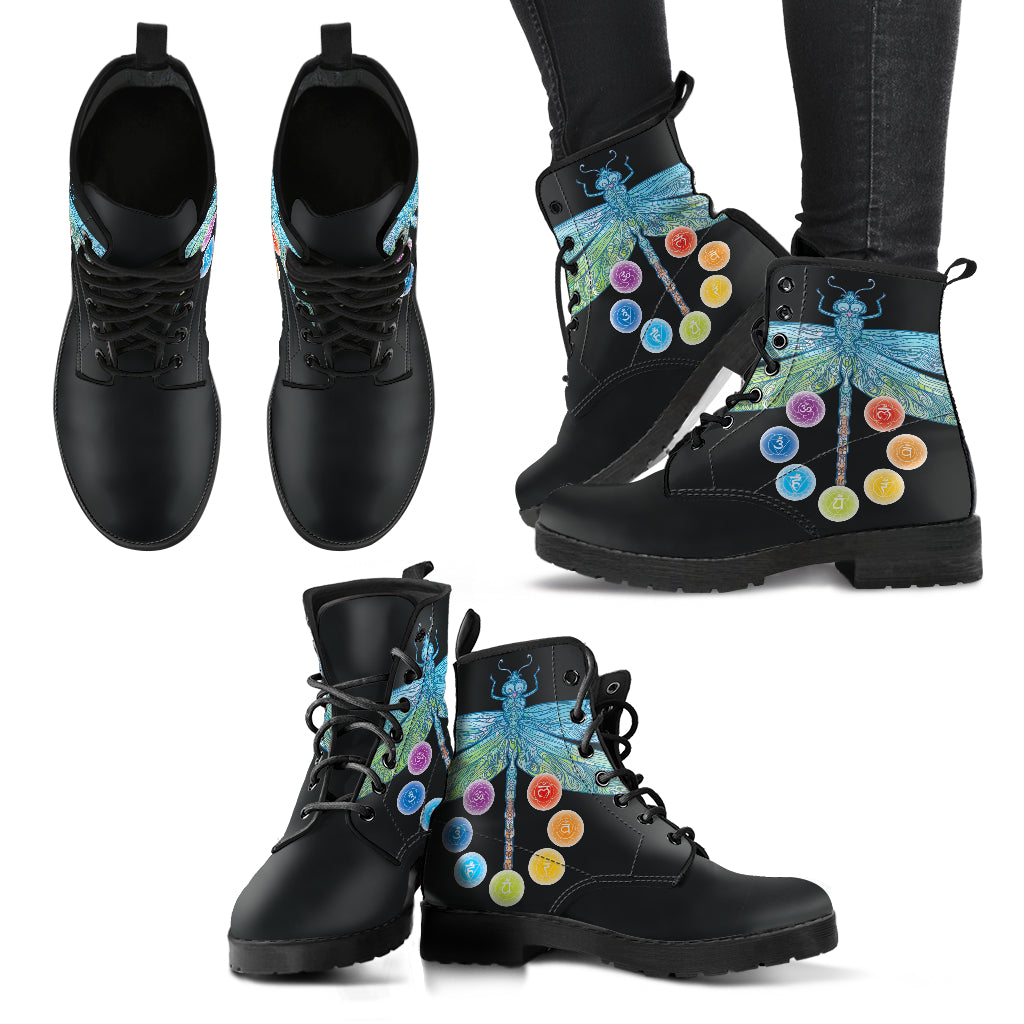 Chakra and Dragonfly Women's Leather Boots