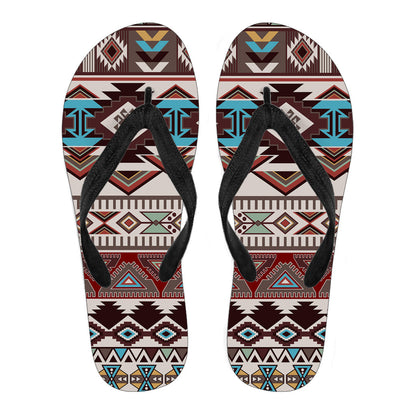 Brown Boho Aztec Flip Flops