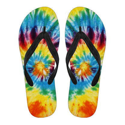 Colorful Tie Dye Abstract Art Flip Flops