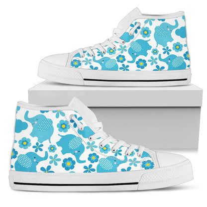 Floral elephant high-top shoes, angled view