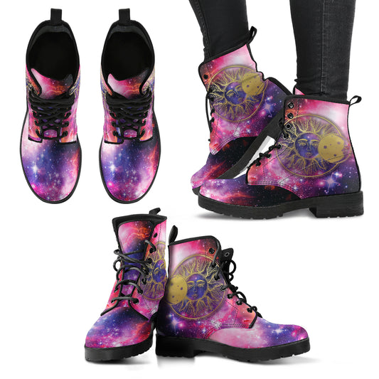 Galaxy Sun Moon Women's Leather Boots