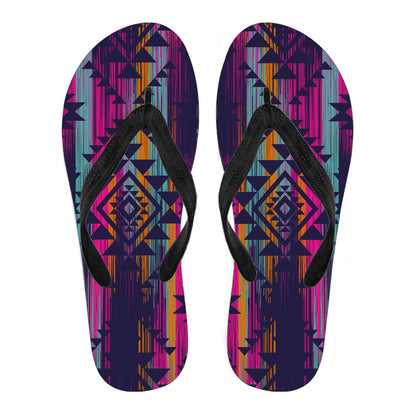 Colorful Boho Aztec Streaks Flip Flops