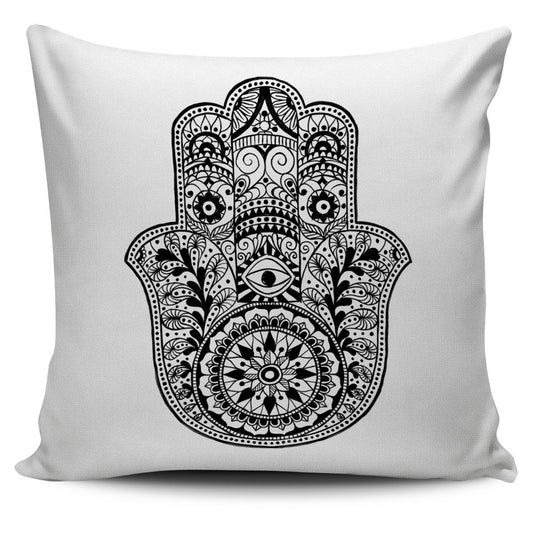 HAMSA HAND WHITE PILLOW COVERS