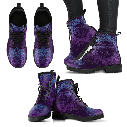 Purple Sun & Moon Mandala Womens Boots