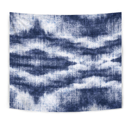 Denim Blue Abstract Wall Tapestry