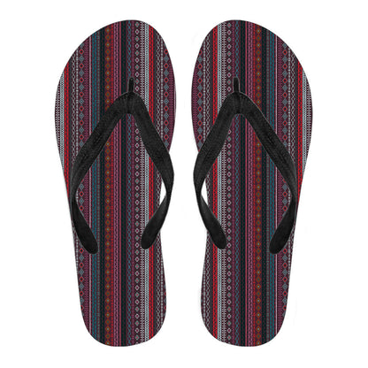 Red Boho Stripes Decor Flip Flops