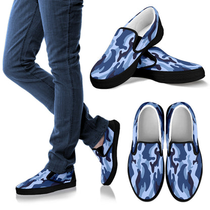 Blue Camouflage Slip On Shoes