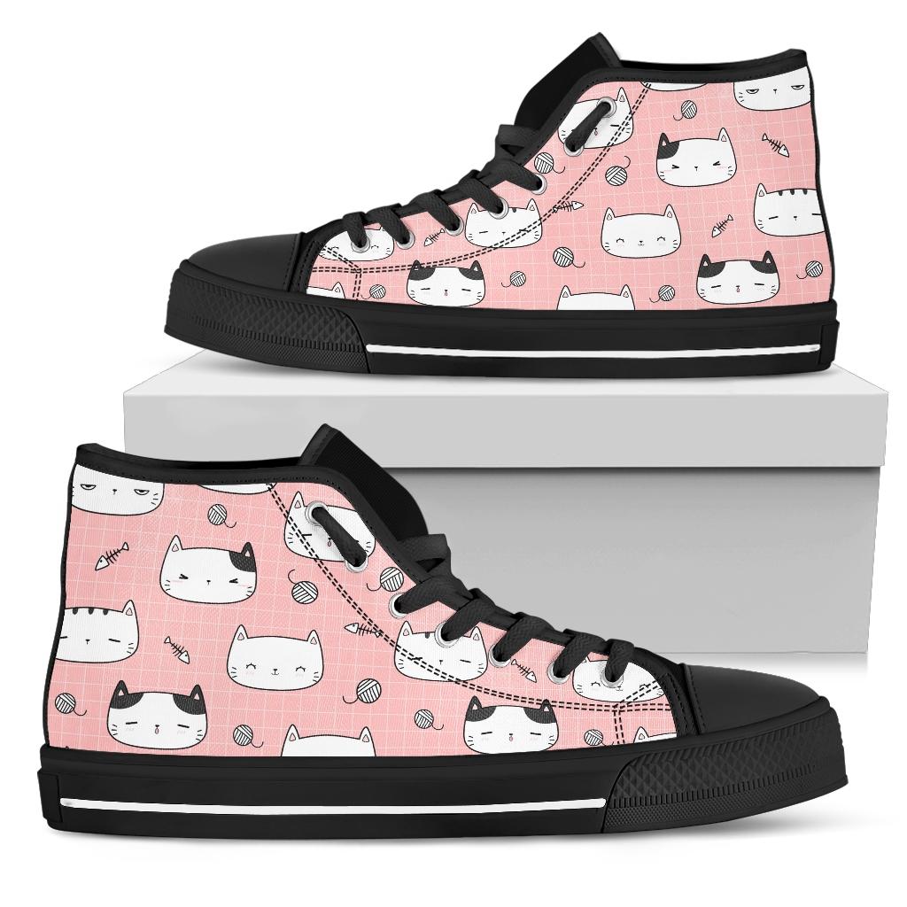 Kawaii Cat Shoes - Black Sole High Top Shoes