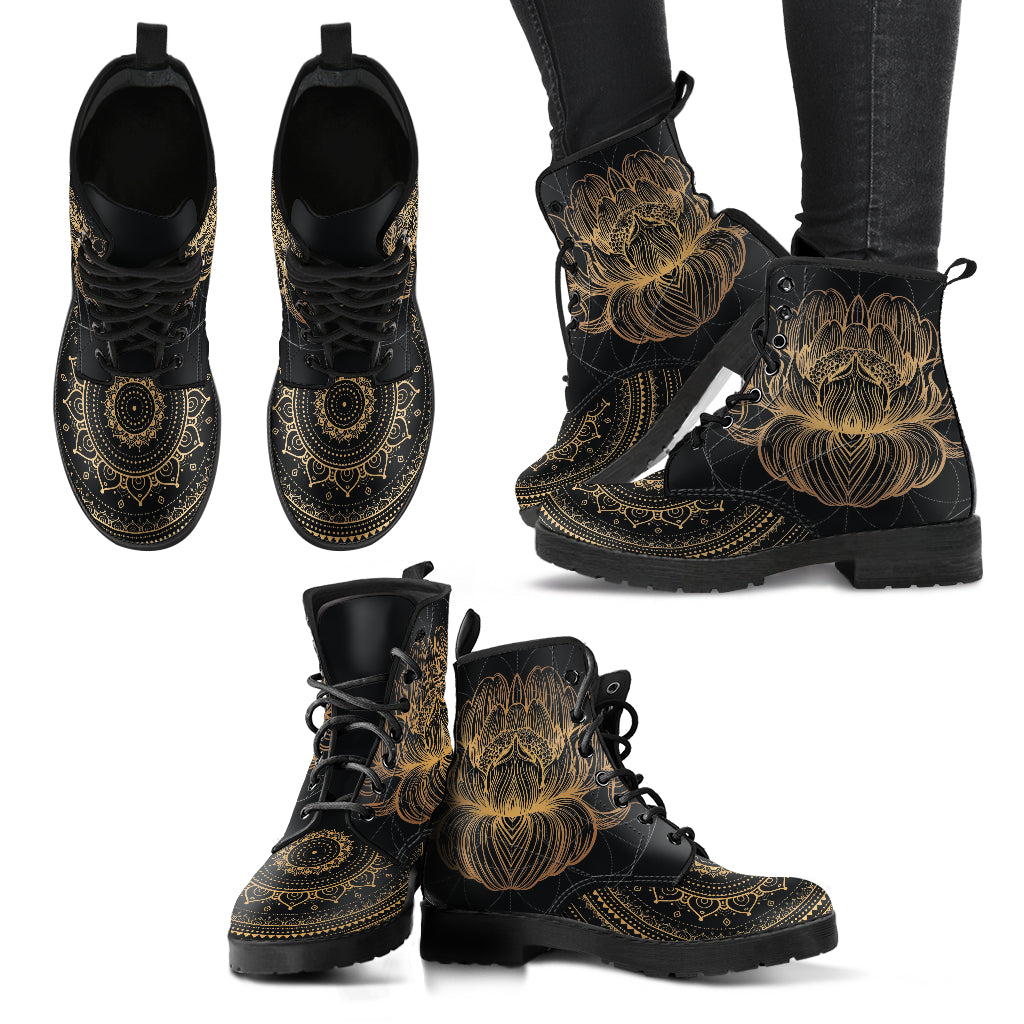Gold Lotus Women's Leather Boots