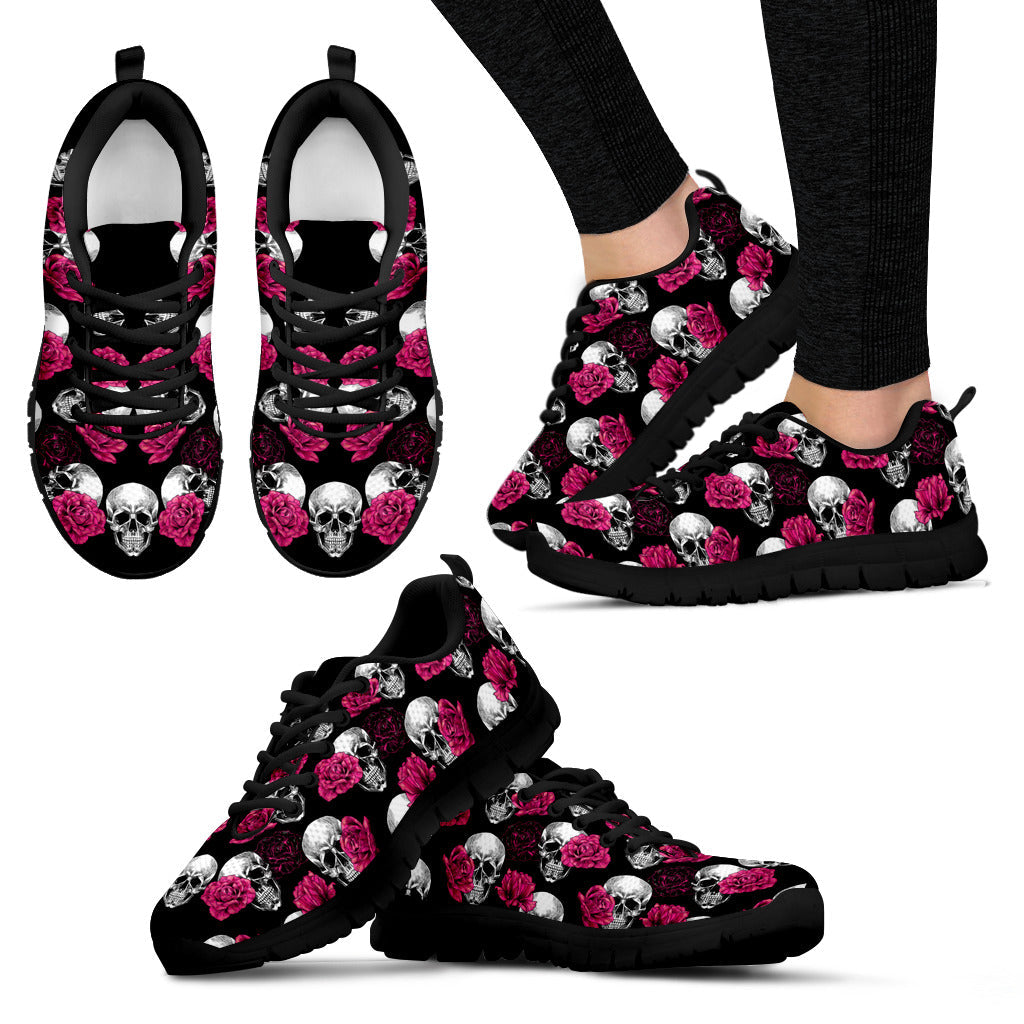 Pink Floral Skull - Sneakers