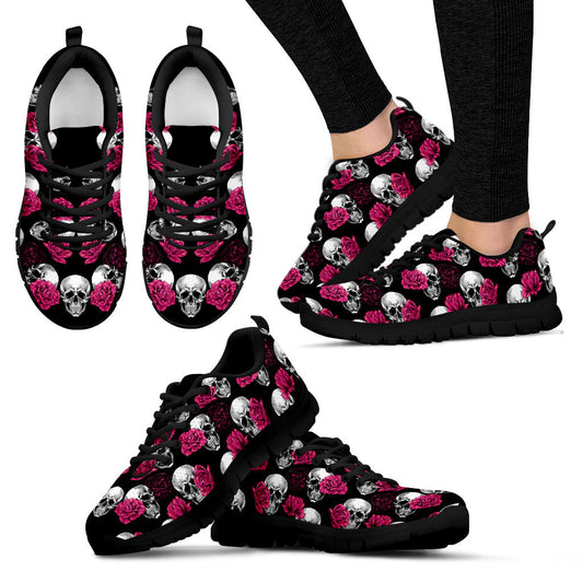 Pink Floral Skull - Sneakers