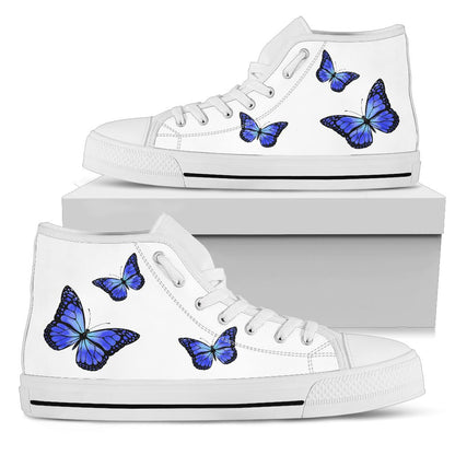 Blue Butterfly High-Top Shoes