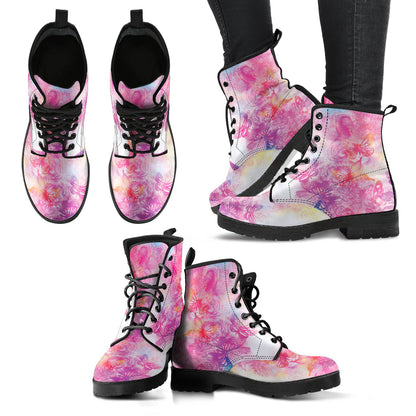 Pink Abstract Butterflies Womens Boots
